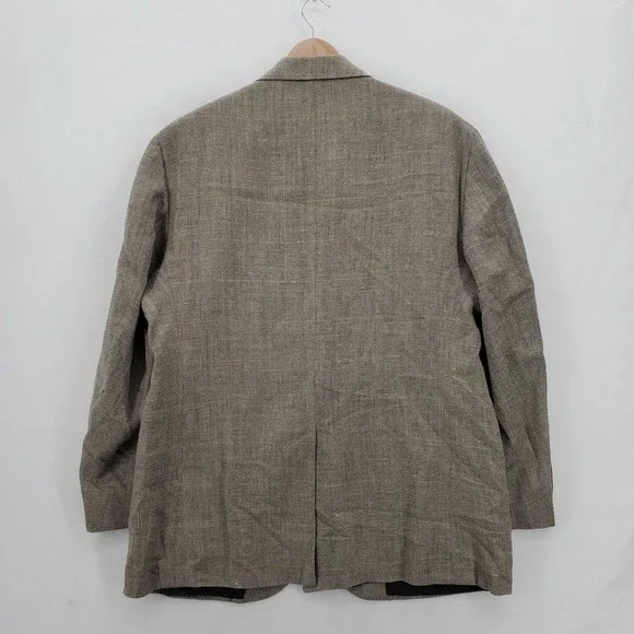 Polo Ralph Lauren Blazer Mens 48R Herringbone Silk Flax Wool Blend Italian VTG